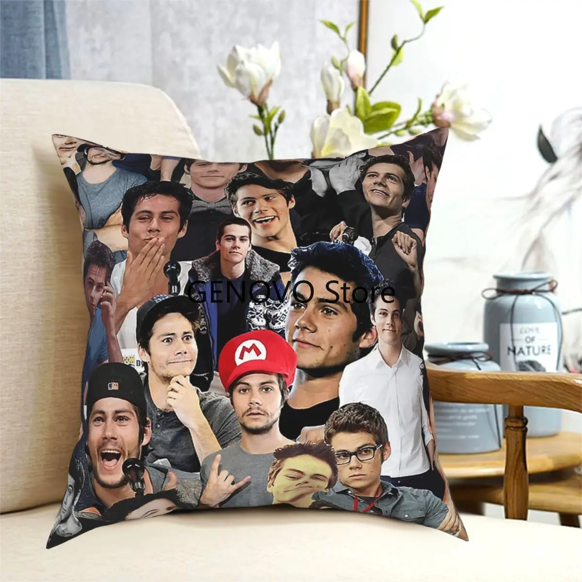 

Teen Wolf Dylan Obrien Collage Mask Square Pillow Case Cushions for Sofa Novelty Cushion Covers