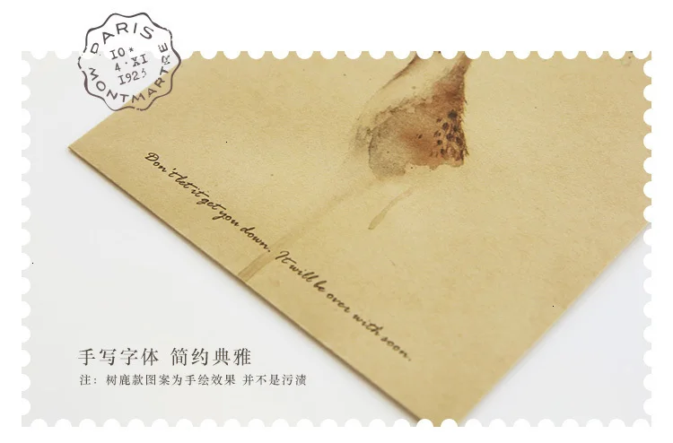 JIANWU 8 шт Китай kazahana пригласительные конверты Ретро Олень крафт-бумага маленькая свежая ручная роспись Sen Отдел древности