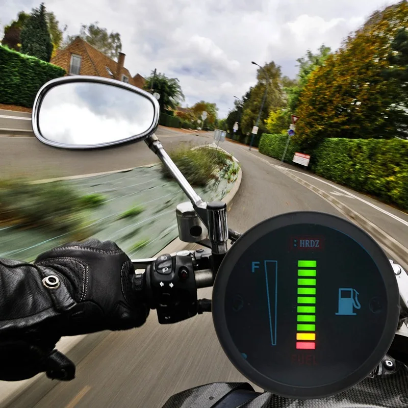 2" 52mm Universal Motor Motorcycle Fuel Meter Digital 12V System Ratio Gauge LED Light Display Car Level | Автомобили и