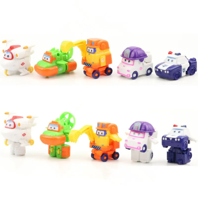 5 шт./компл. Супер Крылья модель мини игрушка самолет трансформация робот фигурки