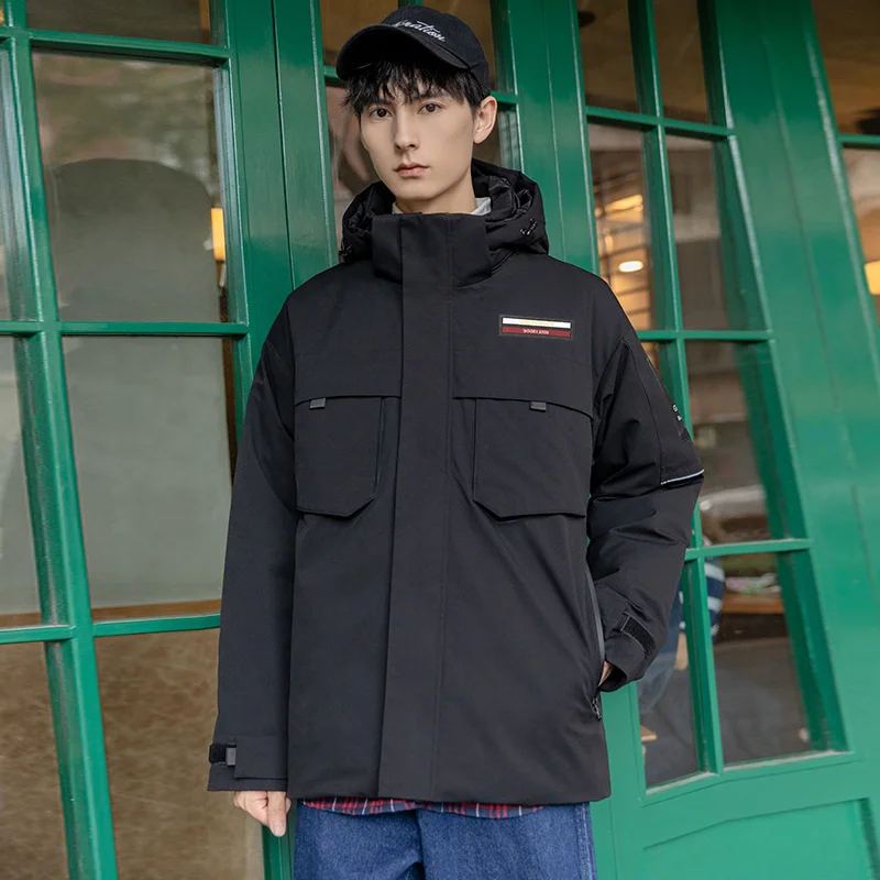 Теплый белый пуховик с карманами для мужчин и женщин брендовая плотная ветровка