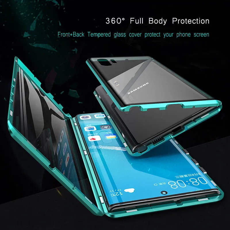 Магнитный чехол с полной защитой 360 градусов для Samsung S10 Plus Lite S20 S9 S8 Uitra A50 A51 A71 A70 A30