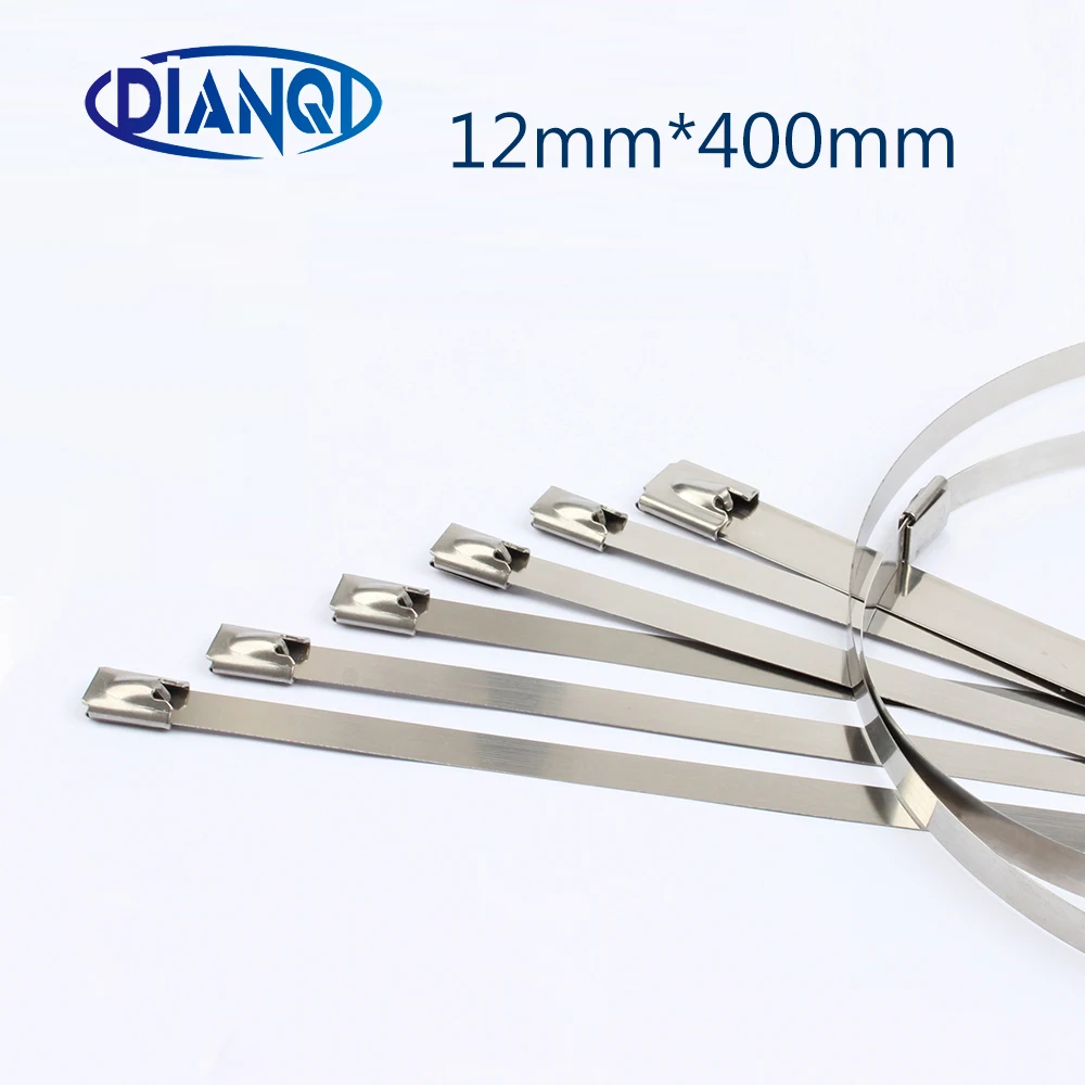 

100 шт. 12 мм x 400 мм 12 мм x 400 мм фиксирующиеся самоблокирующиеся провода из нержавеющей стали, кабельные стяжки, самоблокирующиеся стяжки, стяжк...