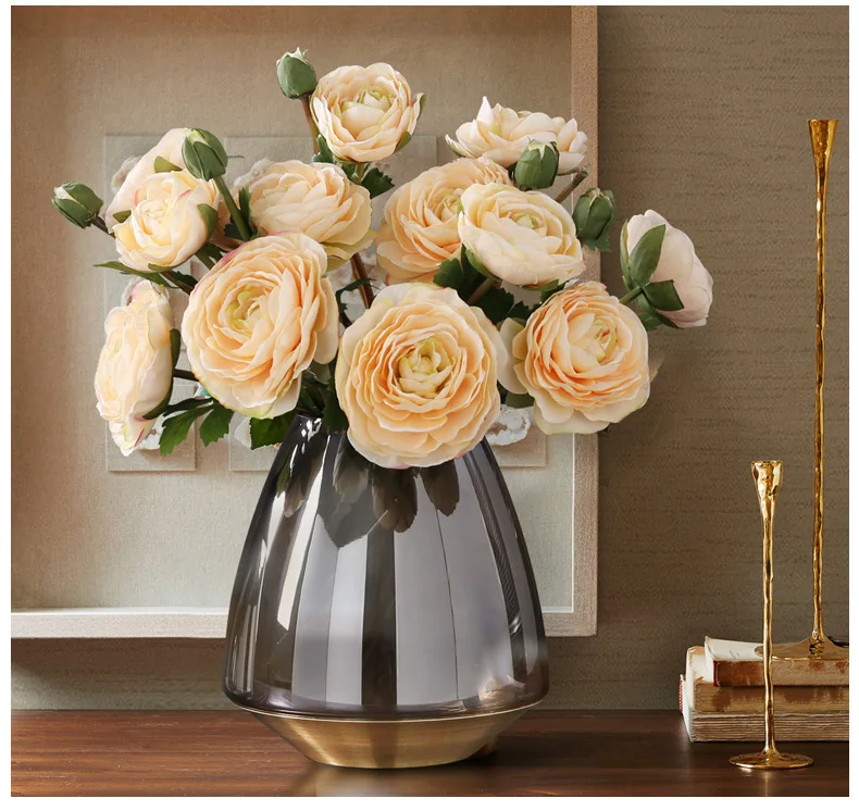 

Brown Glass Vase Flower Arrangement Transparent Hydroponic Vase Crafts Living Room Ornaments Home Decor Accessories