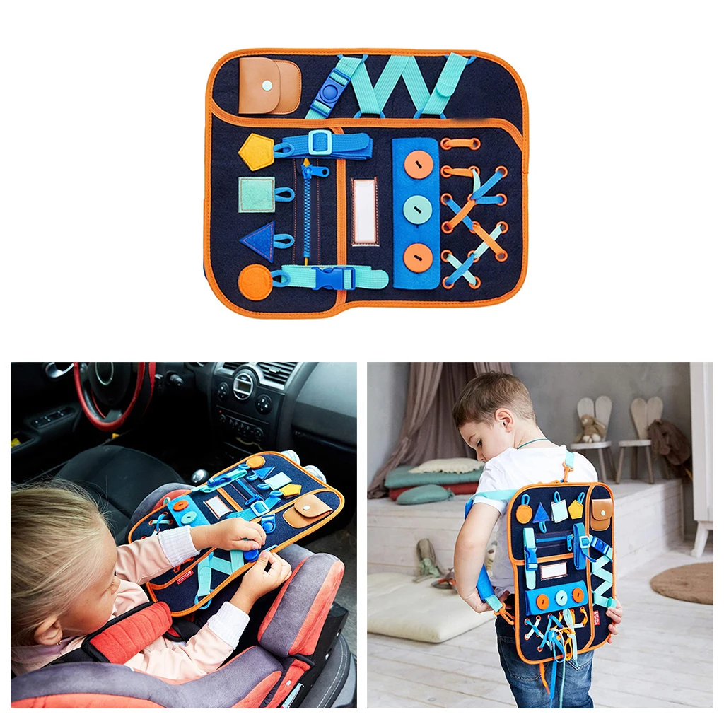 

Cloth Backpack Busy Board Toys Montessori Basic Skills Board Toys Kids 3+
