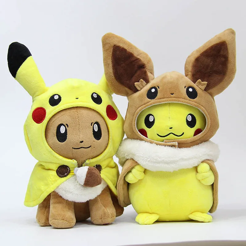 Kawaii Pocket Animals Pikachu Cosplay Evee плюшевые игрушки Gengar мягкие куклы игрушка с плащом Cos