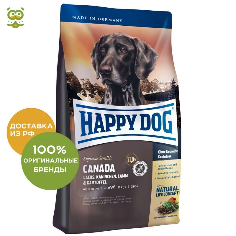 Happy Dog Supreme Sensible Canada корм для взрослых собак всех пород Лосось кролик ягненок 1 кг. |