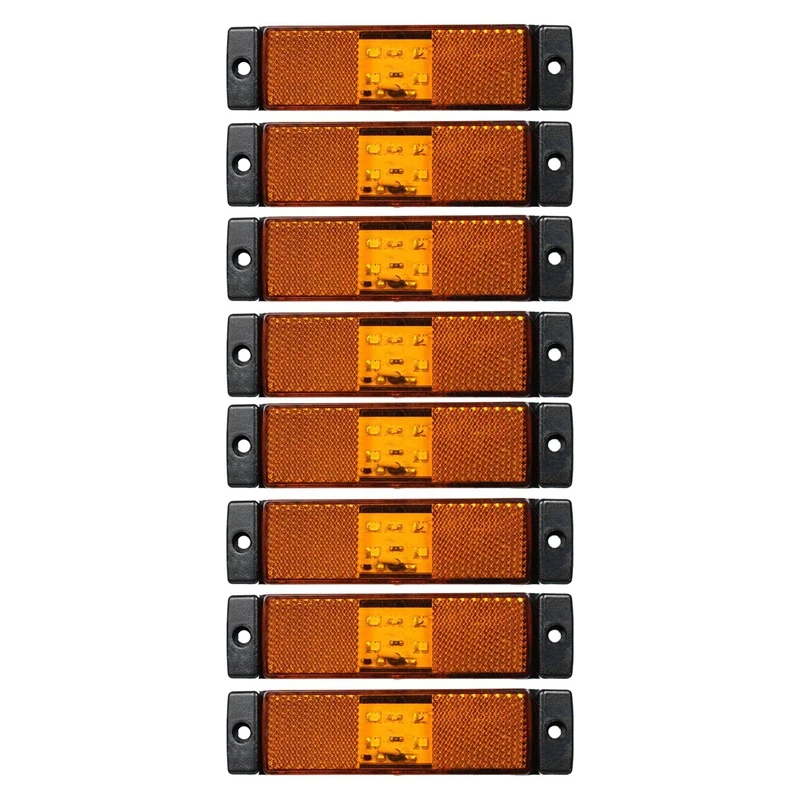 

8 Pcs 24V 4 LED Amber Truck Side Marker Lights Rear Position Lamps Truck Side Lights for Trailer Trucks Van Accessories