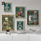 Художественный постер Скелет с черепом, настенный художественный постер, печать, винтажная Картина на холсте, получить голыми, забавная ванная комната, украшение для дома, настенные картины