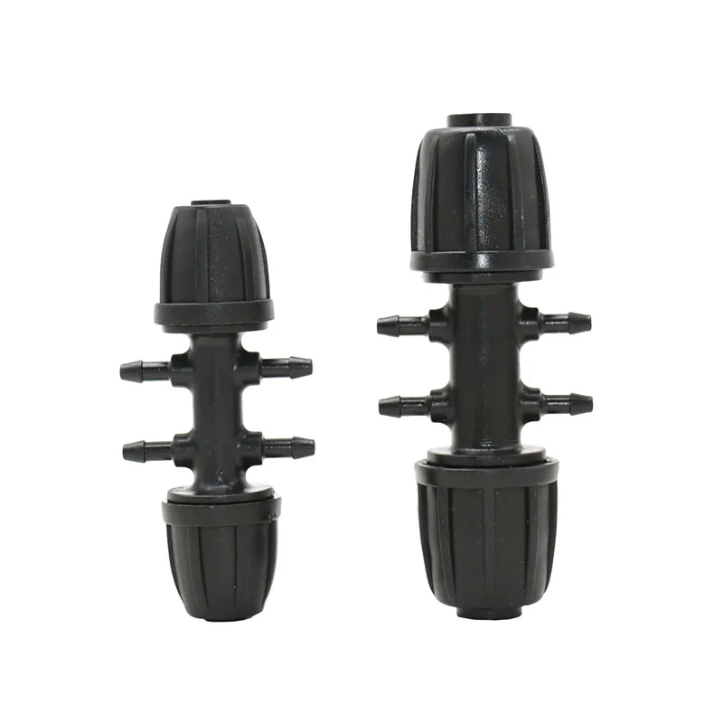 Garden hose 3/8 1/2" to 1/8" Reducing 4- way connector water splitter barbed double irrigation screw With lock nut | Дом и сад