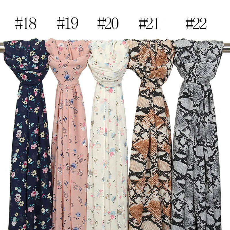 

Printed pearl chiffon long scarf with head cover; Middle East Malay style women's headscarf