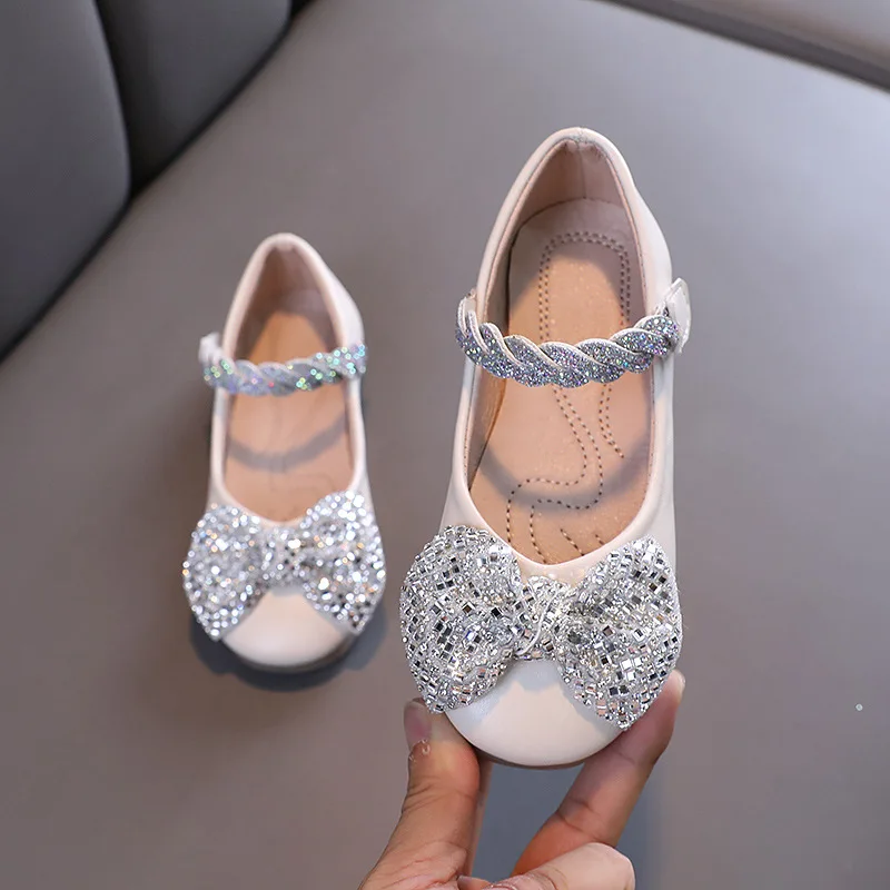 

Fashion Rhinestone Bow Autumn Child Girl Shoe Princess Little Girls Party Shoes Leather Dress Elegant Kids Baby Shoe 1-6 Years