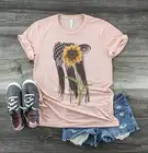 Футболка женская хлопковая с принтом подсолнухов и круглым вырезом