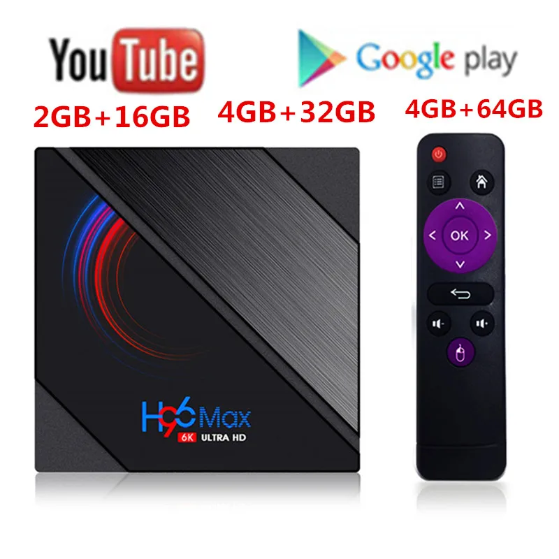 H96 max h616 caixa de tv смарт андроид 10 4 Гб ram32gb 64gb 4k bt googleplay store youtube h96max медиаплеера conjunto с