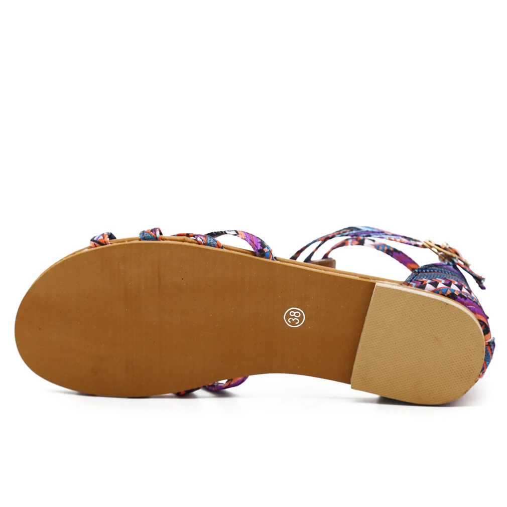 

Weaving Bohemian Sandals Women Flat Shoes Summer Gladiator Roman Sandal Flip Flops Sandalias Mujer Colorful Female Beach Shoes