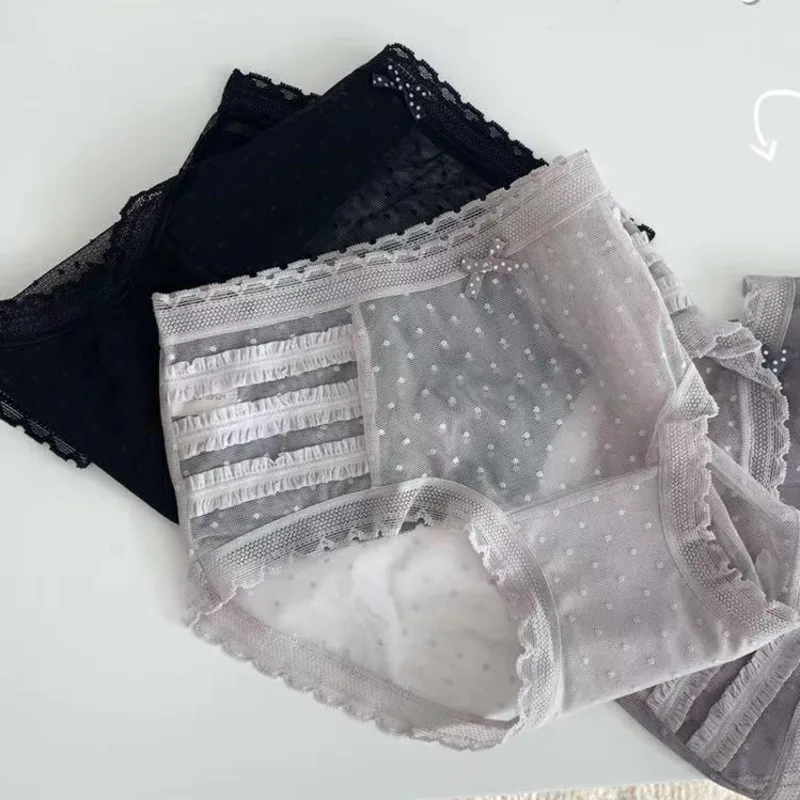 

Ажурное Прозрачное нижнее белье, женские кружевные сетчатые дышащие Бесшовные женские трусики, сексуальное нижнее белье, шифоновые бумажн...