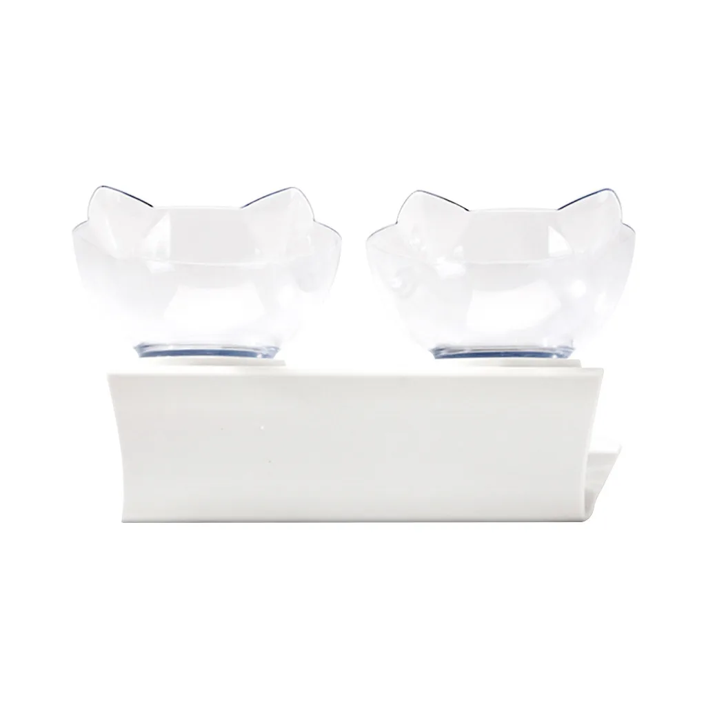 

Feed Protect Cat Double Bowl Cat Bowl Dog Bowl Transparent Non-slip Food Bowl With Protection Cervical Transparent Cat Bowl