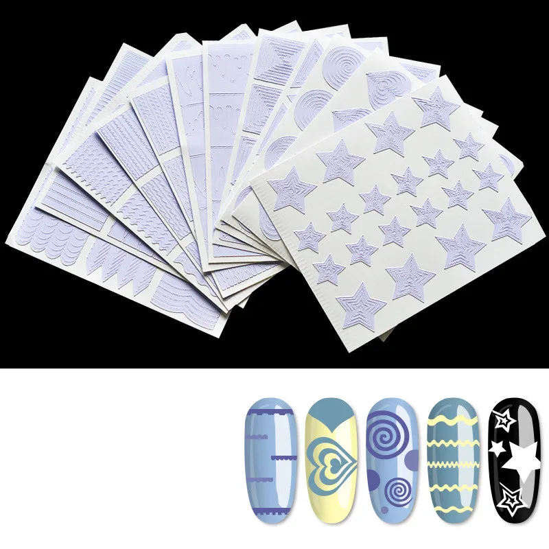 12 Sheets French Edge Tip Nail Sticker Guides Set Wave Form love Heart Fringe Guides Styling Decal Manicure Nail Art Decoration