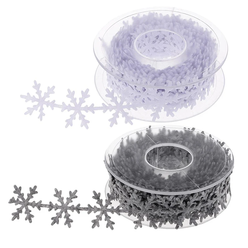 Рождественские украшения 5 метров полиэстер Снежинка ленты DIY Упаковка для