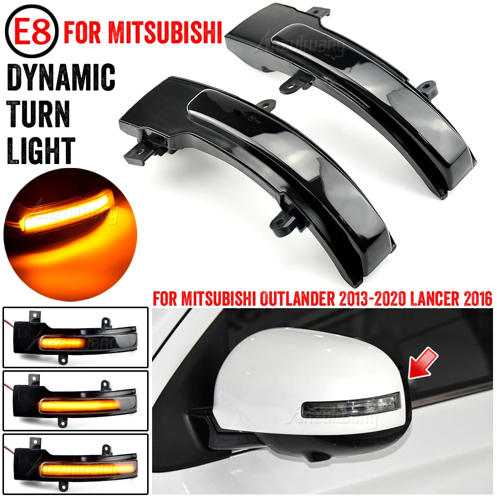 

2Pcs For Mitsubishi Outlander 2013-2020 ASX Lancer 2016 LED Dynamic Turn Signal Blinker Sequential Side Mirror Indicator Light