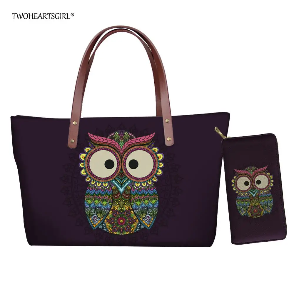 

Twoheartsgirl Cartoon Owl Print Women Tote Bags Casual Female Ladies Top-handle Bags Big Capacity Femme Tote Handbags and Purse