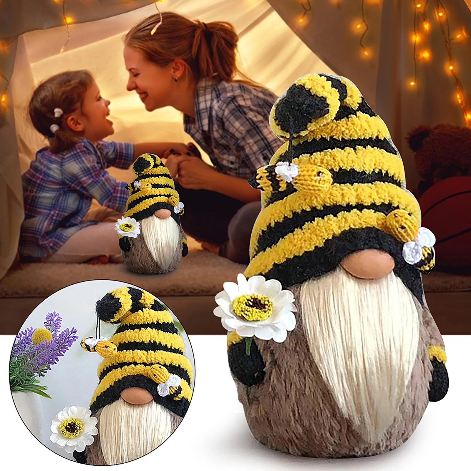

Bee Festival Gnome Scandinavian Dwarf Doll Honey Bee Elf Figure Plush Gnome Bee Strips Table Desktop Decoration Festival Gift