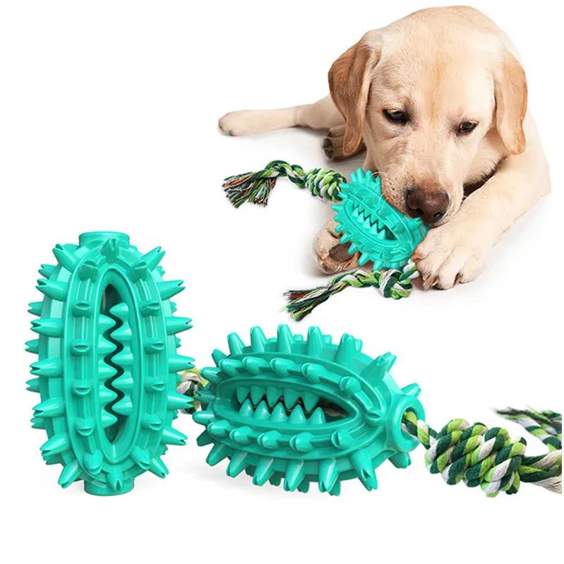 

Dog Chew Toys Toothbrush Teeth Cleaning Food Dispensing Toys For Aggressive Chewer With Cotton Rope