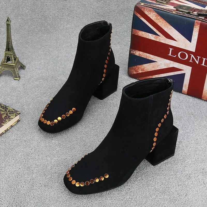 

Туфли на высоком каблуке Женская обувь на среднем каблуке в британском стиле ретро туфли на толстом каблуке