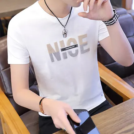 

Men's short sleeve t-shirt summer trend handsome casual half sleeve 5734