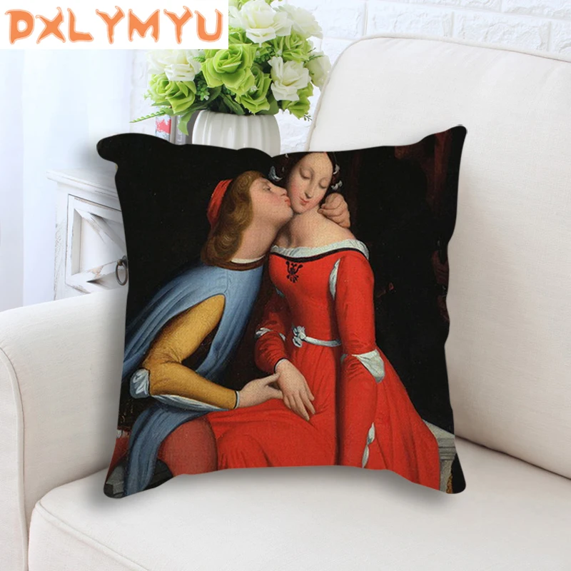 Наволочка с рисунком французского персонажа льняная хлопковая декоративная