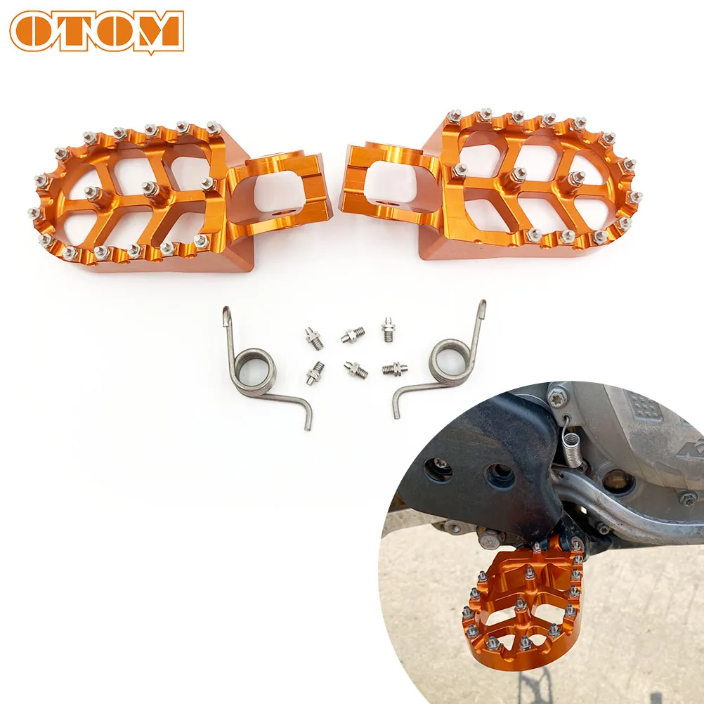 

OTOM CNC Wide Foot Pegs Pedal Rests Motorcycle Footpegs Footrest With Spring Shaft Pin For KTM SX SXF EXC XC XCF 125 250 300 450