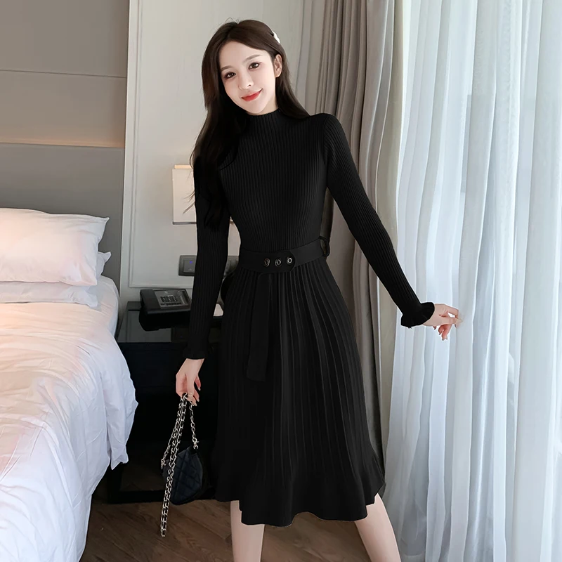 

Knitted Dress autumn winter Women pullover Casual Sweater bodycon Dress robe femme vrouw jurk vestido de mujer kobieta sukienka