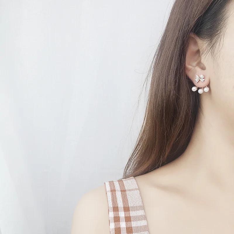 

925 Sterling Silver Butterfly Pearl Earrings Women Fashion Jewelry Simple Temperament Personality Earring Birthday Gift