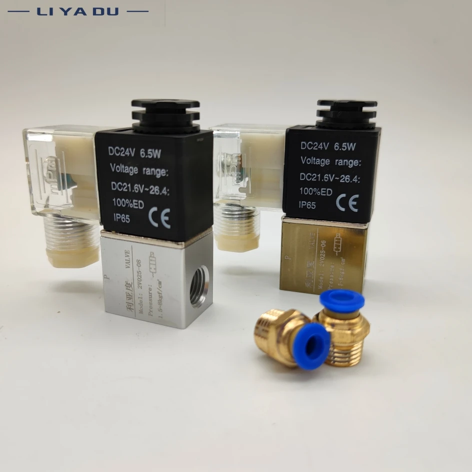 2V025-06 G1/8 2V025-08 G1/4 Normally Closed NC Air Water Oil Solenoid Valve Coil Led 2Port 2Ways  AC110V 220V 380V 12V 24V DC