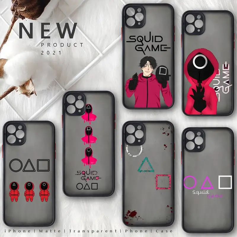 

Squid Game Phone Case For iphone 12 11 8 7 plus mini x xs xr pro max matte transparent cover