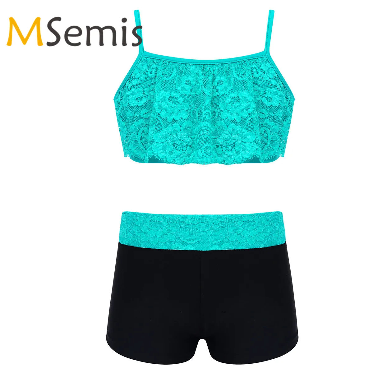 Детский купальник для девочек гимнастический танкини комплект с топом на