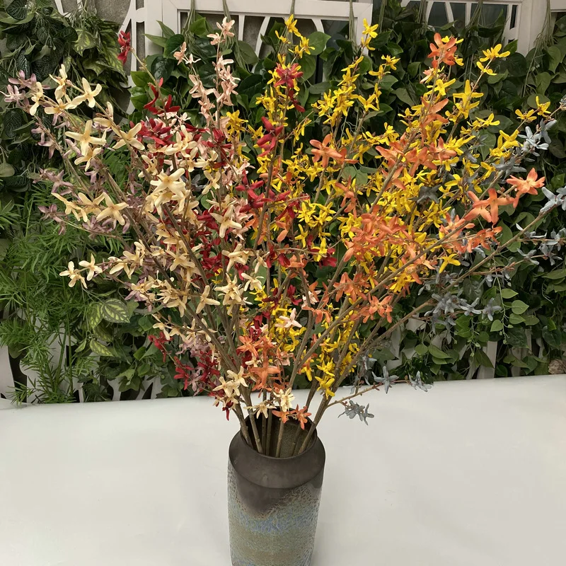 

Winter Jasmine artificial silk flower Branch DIY Home Floral Arrangement Material Wedding Party Decoration Fake Plants