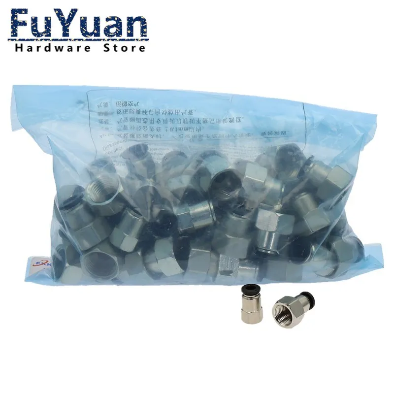 

50pcs Pneumatic Quick Connector Air Fitting PCF For 4 6 8 10 12mm Hose Tube Pipe To 1/8" 3/8" 1/2" 1/4" BSP Female Thread Brass