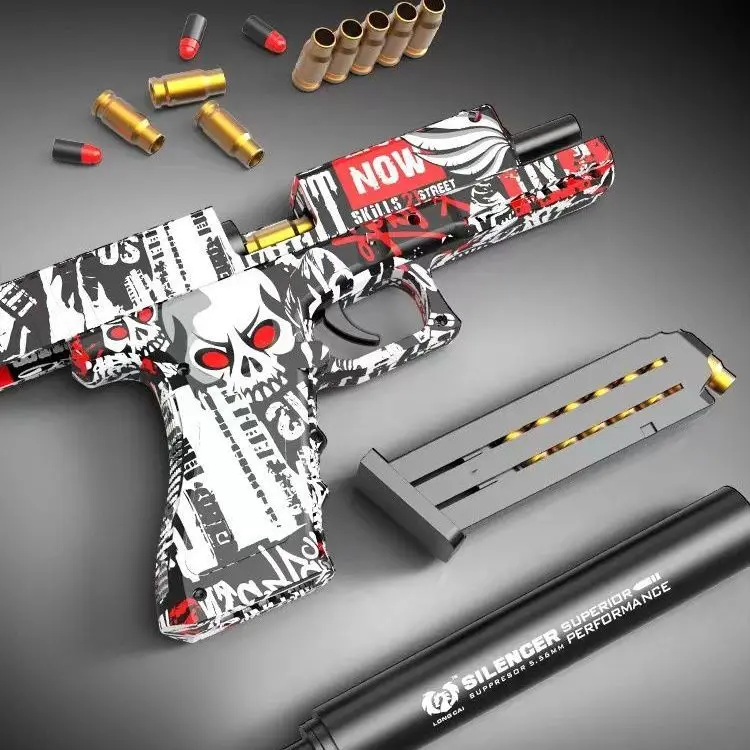 Firework Gun Toy Csnoobs Glock M1911 Graffiti Toy Gun Shell Ejection Airsoft Pistol Foam Bullet Outdoor Sports CS Shooting Game