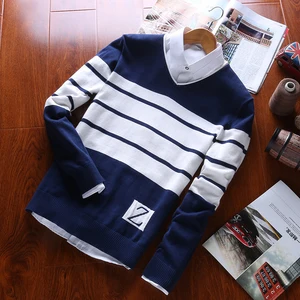 Мужской пуловер из 2019 хлопка, с V-образным вырезом и длинным рукавом, повседневная официальная осенняя одежда, 100%