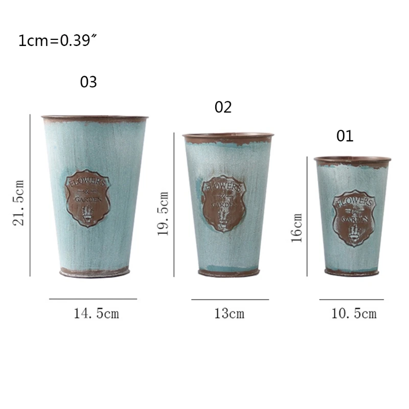

Vintage Metal Flower Pot Fresh Dried Floral Bucket Planter Rustic Plants Vase for Home Garden H051