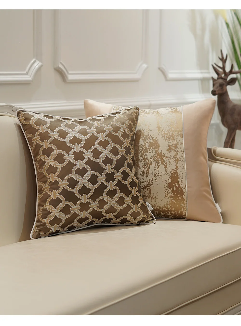 Avigers Роскошные коричневые декоративные подушки невидимая молния Лоскутная растительная цепь жаккардовые подушки Чехлы для дивана гостиной автомобиля