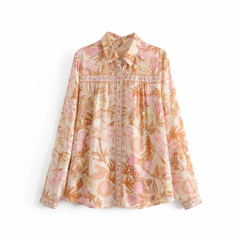 Летний комплект Boho с цветочным принтом, свободные женские топы+ штаны, хлопок, на пуговицах, спереди, на завязках, короткие штаны, пляжные, повседневные, для отдыха, Новинка