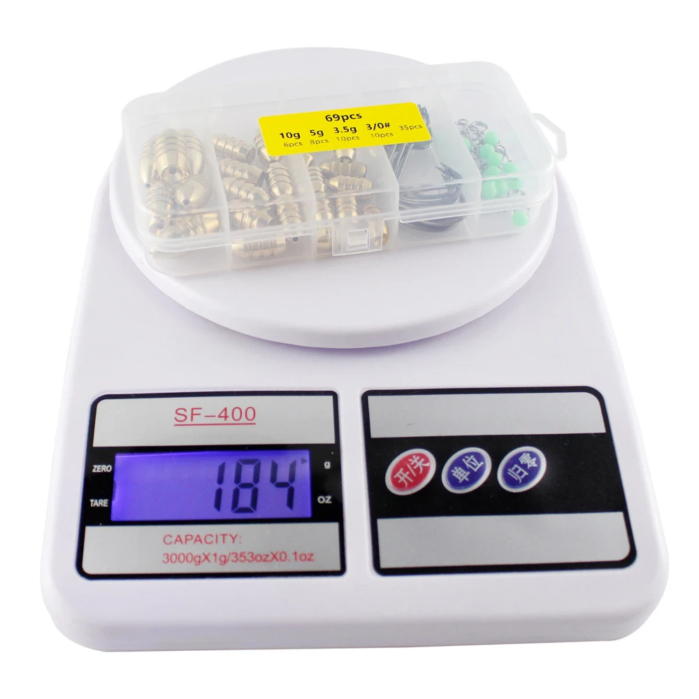 

1 Kit/69pcs Fishing Accessories Set Thread Bullet Copper Pendant Crank Hook Enhance Luminous Stopper Taxas Rig Fishing Set