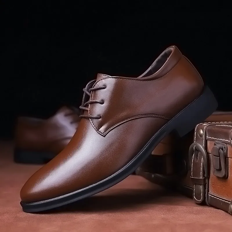 Весенние коричневые Мужские модельные оксфорды из кожи Модная Роскошная