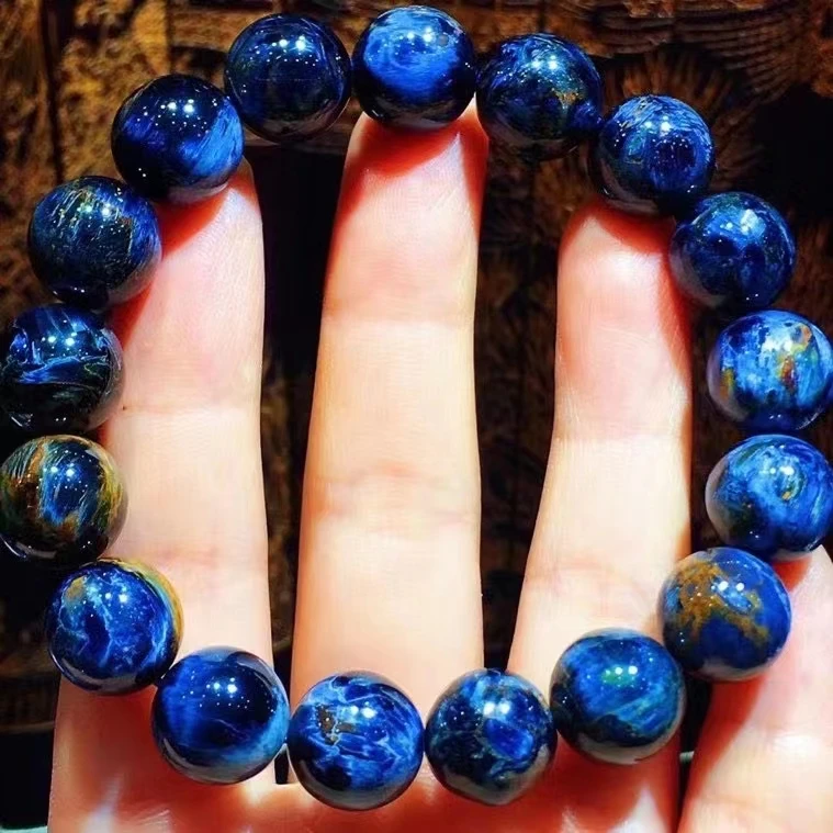 

Natural Blue Pietersite Round Beads Bracelet 12mm Jewelry Stretch Gemstone Healing Bracelet From Namibia Women Men AAAAAA