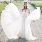 Женское свадебное платье в стиле бохо, кружевные летние пляжные платья-трапеции с коротким рукавом для невесты, 2021