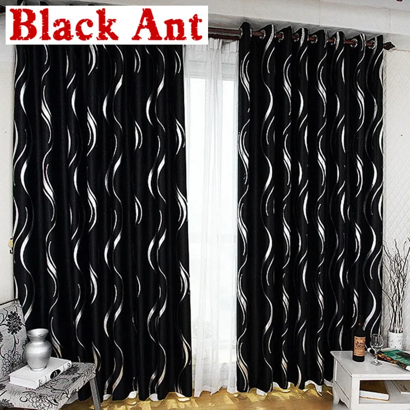 Шторы с серебряными полосками для гостиной спальни черные затемняющие шторы