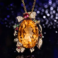 foydjew new luxury simulated morgan stone pendant necklaces for women design purplebluechampagne diamond 18k gold necklace