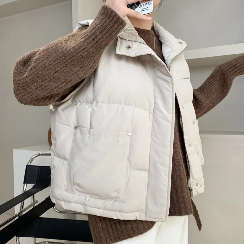 

Unua amo New Arrival Autumn Winter Women Vest Cotton-padded Short Waistcoat Loose Sleeveless Outwear Female Casual Parka Mujer